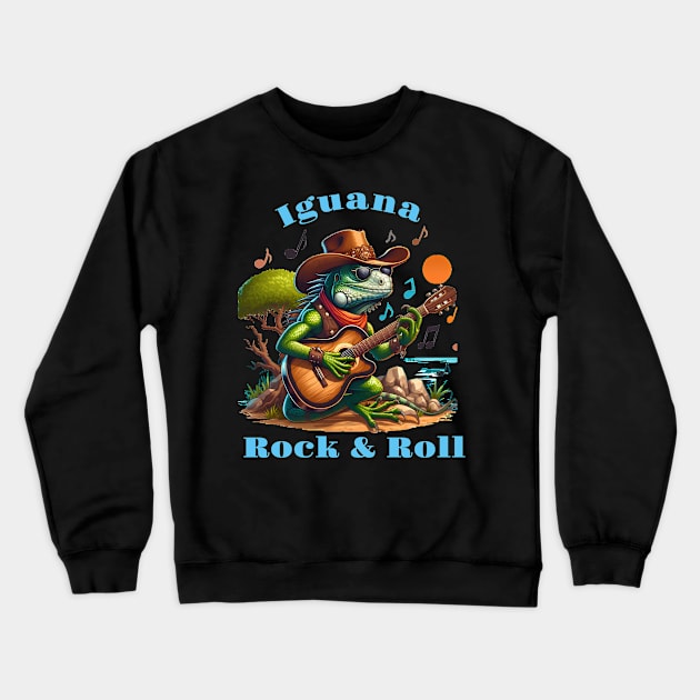 Iguana Serenading Swamp Dweller Rock Crewneck Sweatshirt by coollooks